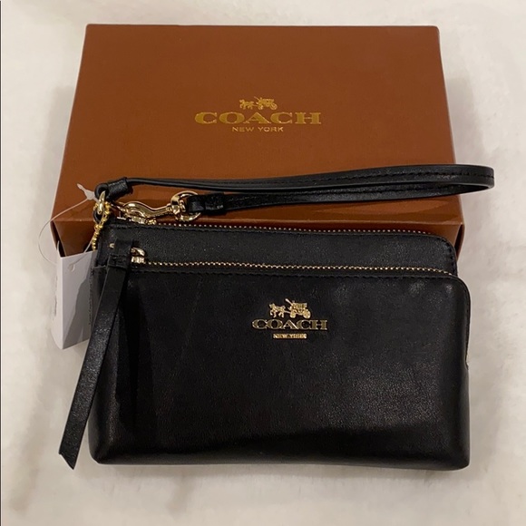 Coach Handbags - NWT Coach wristlet Black Leather